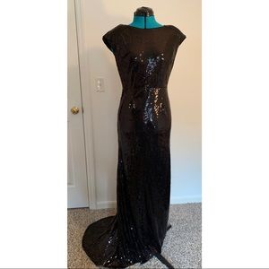 Long Black Sequin Evening Gown